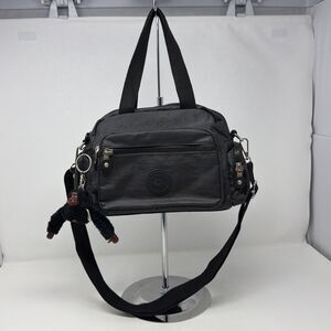 Kipling Black Crossbody Shoulder Bag Nylon Monkey Keychain Adjustable Strap